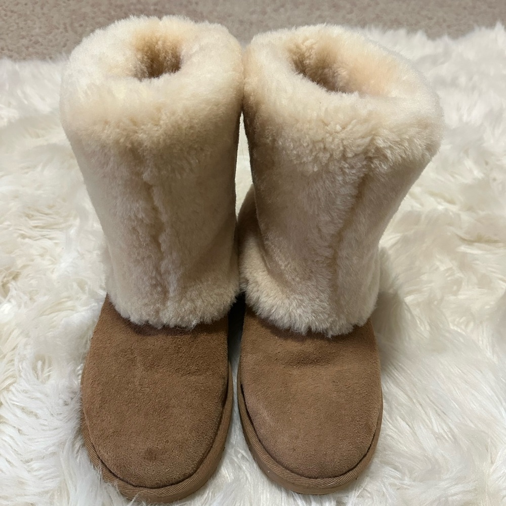 UGG Patten Tan and Cream Shearling Boots